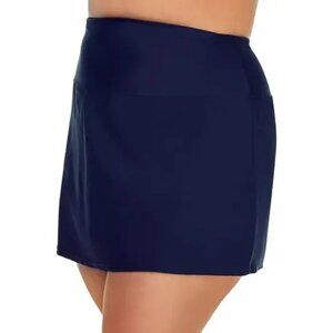Island Escape Tummy Control Swim Skirt Navy Blue 16W
